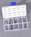 Stainless Steel Hex Socket Grub Screws Kit 200 Piece Assortment For Heavy Duty Gear Locating With Flat Point and Headless Design Pro Grade High Tensile Strength and Galling Resistance for Industrial Use Includes M5, case with sizes M3-M8