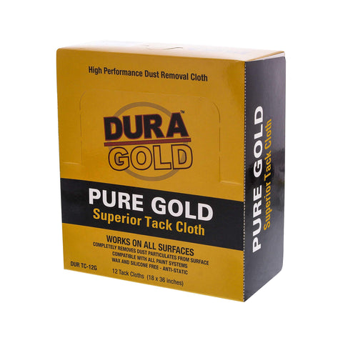 Box of Pure Gold Superior Tack Cloths Pack Of 12 For Auto Body And Woodworking Prep For Slick Paint Jobs And Pristine Finishes