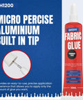 Permanent Fabric Glue For Clothes And Crafts That Binds Strong, Flexible And Washable with micro precise aluminum tip