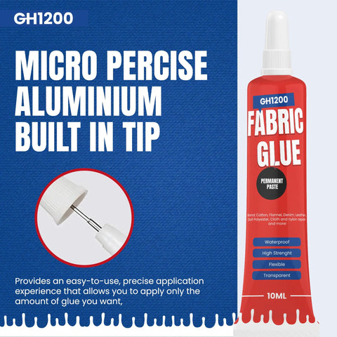 Permanent Fabric Glue For Clothes And Crafts That Binds Strong, Flexible And Washable with micro precise aluminum tip