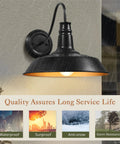 14 Inch Gooseneck Barn Lights Outdoor Black Wall Sconce 2 Pack for Porch, Farmhouse; black light with raindrops