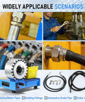 Heavy Duty Pneumatic Hydraulic Hose Crimper With Eight Interchangeable Dies For 3/8 To 1-1/4 Inch Hoses Pumping Out 40MPa used in various workshop scenarios.