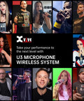 Collage of performers using U3 microphone wireless system with 2.4GHz Wireless Microphone System With XLR Transmitter And Receiver