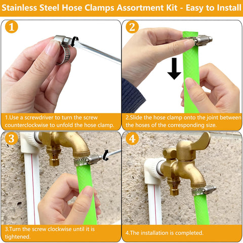 Installing Forty Pack Beefy Built Adjustable Stainless Steel Hose Clamps 10 To 70mm Worm Gear on tap and hose