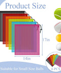 Six Colorful Mesh Drawstring Bags Set 14x18 Inch for Gym Gear Laundry Beach and Toys, size 14x18 inches, displayed in six colors.
