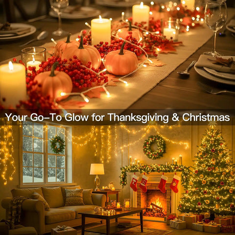 Indoor String Lights With Remote 33ft 100 LED Warm White Twinkle Fairy Lights for Xmas Tree and Wreath in Cozy Room