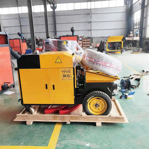 Compact Mini Concrete Pump Trailer For Shootin Smooth Mortar And Material Delivery Field Tested Gear Built For The Daily Grind No Hassle Custom Specs Ready For Quick Setup Today, side view in warehouse.