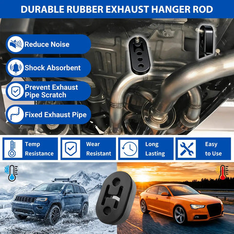 Beefed Up 16 Piece Exhaust Hanger Kit Universal 3/8 Inch Muffler Hanger Replacement shown installed on vehicle
