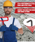 Rebar lifter hook tool, 33-inch steel with rubber handle, for lifting rebar and mesh in concrete pours
