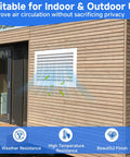 Two Sided Door Vent Cover Aluminum Exterior Vent Shield For Doors And Walls on wooden cabin, sealed airflow visible