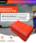 Dang Tough Insulated Concrete Blanket 6X25 Ft with heavy duty grommets, waterproof HDPE for winter curing.