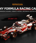 Remote Control F1 Car Kit With 3D Wooden Puzzle For Adults Do It Yourself Mechanical Model Kit Six Plus Hour Build, red race car