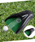 Indoor Golf Putting Cup Auto Return System For Home Office Practice, No Cords, Auto Ball Return, black and green on grass