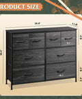 Eight Drawer Fabric Dresser for Bedroom and Beyond, Roomy Chest of Drawers Storage Organizer in Charcoal Black Wood Grain Print