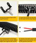 Installation steps for Heavy Duty Forklift Red Zone Laser Safety Projector With Led Warning Line Beam including mounting bracket details.