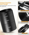 2 Inch M48 Extension Tube Kit with 8mm, 10mm, 20mm, 30mm spacers, high grade aluminum alloy, M48x0.75 threads, anti-scratch finish