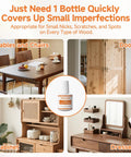 Wood Touch Up Paint 1.5 Oz Quick Dry White For Furniture Repair Easy Diy Fix For Scratches Chips And Spots On Cabinets Doors Tables Kitchens And Dressers With Built In Brush shown with various wood surfaces