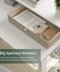 Premium FEZIBO Triple Motor L Shaped Electric Standing Desk 63 Inches Wide with spacious drawers for organized storage.