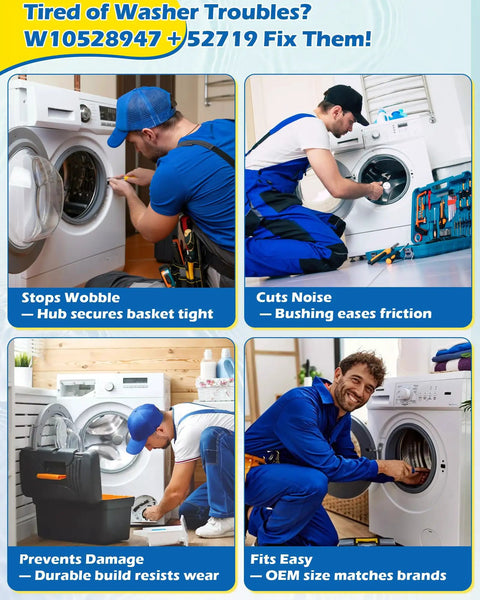 Washer Basket Driven Hub Kit And 52719 Washing Machine Basket Bushing Replacement Set For Whirlpool Maytag Kenmore VMW Replaces AP5665171 PS6012095 W10528947VP W10396887 W10528947, washer repair scene