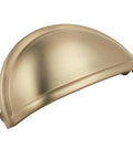 Golden Champagne Cabinet Cup Pulls Set Of 10 With 3 Inch Center To Center Spacing And About 3.44 Inch Overall Length Classic Traditional Style Hardware For Cabinets And Drawers Upgrade Your Kitchen Or Furniture With A Slick Luxe Vintage Vibe angled view
