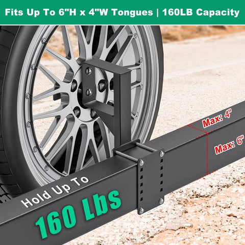 Rugged Bolt On Spare Tire Carrier For 15 And 16 Inch Wheels on steel bracket for utility, camper, RV trailers, fits 6x4 tongue
