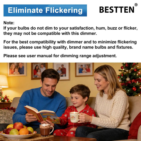 Buzz Free 6 Pack Dimmer Switch Slick Quiet Operation Single Pole And Three Way Wiring Fits Snug In Walls Works Flawlessly With Led Cfl And Halogen Lights Fast Setup, family enjoying dimmed lights.