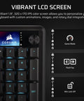 Vibrant LCD screen on a 96 Percent Compact Mechanical Gaming Keyboard With Smooth Linear Switches That Hit Different Combined With A Built In LCD Stream Deck Rotary Knob And Dedicated Macro Buttons For Players Who Mean Business On The Battlefield.
