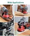 Various uses of random orbital sander with 5-Inch 8-Hole Wet Dry Sanding Discs 1000 Grit Polyester Film Backed Sandpaper