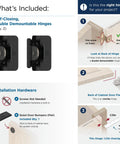 Self-closing double demountable hinges, matte black, for kitchen/bathroom cabinet doors, half inch overlay installation.