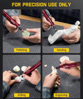 F2 Master Mini Cordless Rotary Tool Kit With 25,000 RPM Brushless Hollow Cup Motor And NeoPulse Power, shown in use for polishing, sanding, drilling, and engraving on DIY crafts.
