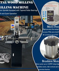 Built Tough Benchtop Mill Drill Press With Dead On Accurate 3 Axis DRO And Smooth X Axis Power Feed cuts metal wood plastic projects in action.
