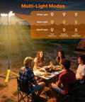 Remote Camping Light With 18000mAh Rechargeable Battery Power Bank, Detachable Tripod Stand Up To Six Feet in use at campsite