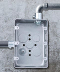 Installed Three Gang Multi Device Electrical Switch Box Galvanized Steel Junction Box with visible knockouts
