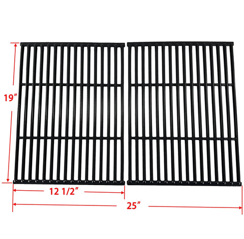 Rock Solid Porcelain Coated Cast Iron Cooking Grid Grill Grate Replacement For Charbroil Brinkmann 19X25 Inch pair with dimensions