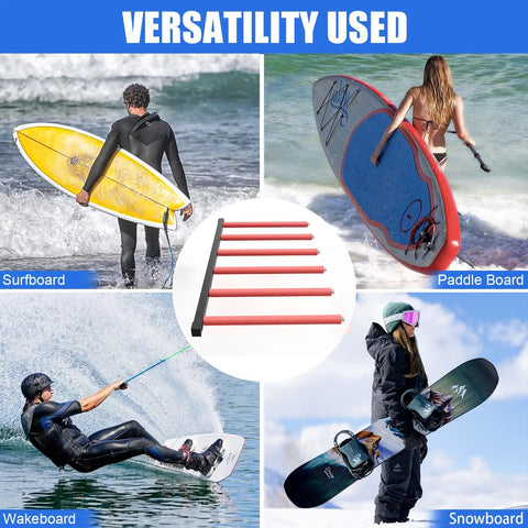 Heavy Duty One Piece Surfboard Wall Rack With Powder Coated Carbon Steel Build Anti Slip Rubber Cradle And Tough Bungee Straps For Secure Garage Organization Holds Up To Six Boards Dope Gear in use with various boards.