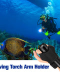 Diver using Hands Free Wrist Light Holster For Diving And Outdoor Explorations Adjustable Strap Mount Fits 25 To 30mm Flashlights