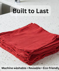Stacked red cotton shop towels on counter for garage and auto care. Red Cotton Shop Towels 12 Pack For Garage And Auto Care Ultra Absorbent Reusable Lint Free Rags Washable Mechanic Towels For Oil Grease Spills Automotive Cleaning And Detailing.