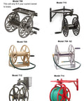 Image of various garden reels compatible with the Brass Swivel Hose Reel Replacement Part for Garden Reels Models 709 709-S2 710 712 713 and 708.