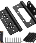Black 5-inch no-mortise door hinge set, 304 stainless steel with bearings, 4-pack with screws for interior doors