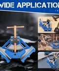 Rugged Ductile Iron 90 Degree Angle Clamp With 2.36 Inch Opening For Welding And Metal Fabrication, Powder Coated Rust Resistant Build, High Tensile Strength For Precise Grips And Durable Performance. Blue 90° angle clamp with 2.36 in opening for welding and woodworking