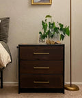Nightstand with 10 Pack 5 Inch Solid Cabinet Handles Champagne Bronze Cabinet Pulls for Kitchen Drawers in bedroom.
