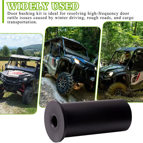 8 Piece Door Bushing Kit For Pioneer UTV Doors, Easy Rattle Fix shown with black heavy-duty plastic bushing insert.