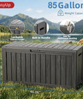 85 Gallon Outdoor Storage Box Resin Deck Box Waterproof UV Resistant With Reinforced Stability For Patio Garden And Poolside Striped Black Built To Last Storage For Cushions Toys And Tools