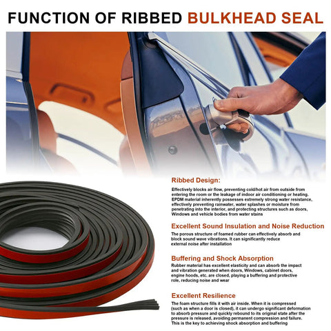 Dang Good Premium Epdm Foam Rubber Seal Strip 3 16 Inch Wide By 25 Feet Long ribbed bulkhead seal for noise reduction and insulation.