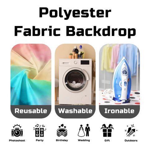 Polyester fabric backdrop features reusable, washable, and ironable qualities; 5x3ft Fabric World Map Backdrop With Flags For Parties And Classrooms
