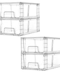 Solid 4 Pack Stackable Clear Storage Drawers With Removable Dividers To Crush Household Clutter Right Now, 12x7.5x4.4 inches.