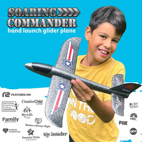 Child holding Ultra Durable Foam Airplane Toy For Kids That Flies Fast And High Easy To Throw Glider Plane For Epic Outdoor Fun Gift