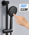 Slide Bar Shower Faucet Set With High Pressure Handheld Shower And 5 Spray Settings, 23.6-Inch Wall Bar, Matte Black