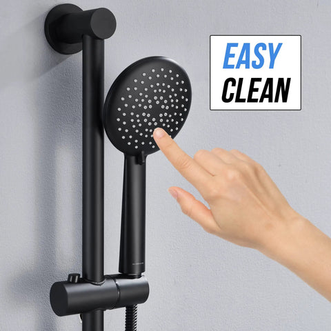 Slide Bar Shower Faucet Set With High Pressure Handheld Shower And 5 Spray Settings, 23.6-Inch Wall Bar, Matte Black