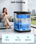 Quick Freeze Countertop Nugget Ice Maker Delivers 44 Pounds Of Soft Sonic Pellet Ice Daily With No Hassle Auto Wash And Smooth Chilling Performance For Everyday Households And Office Crews with woman enjoying drink.
